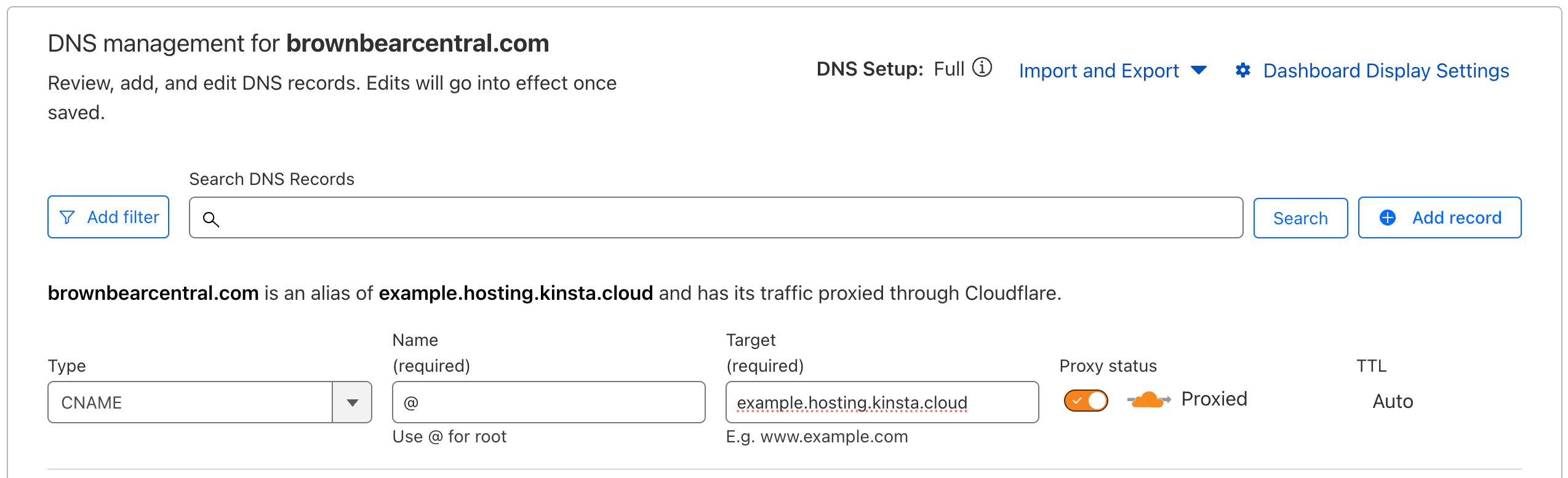 cloudflare dns records