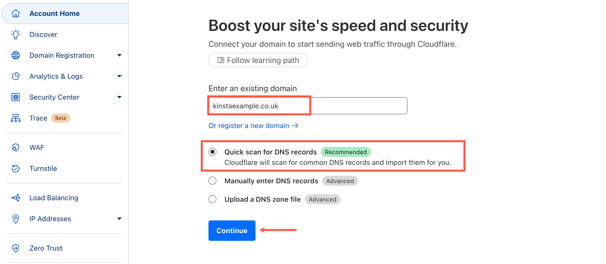 add site cloudflare
