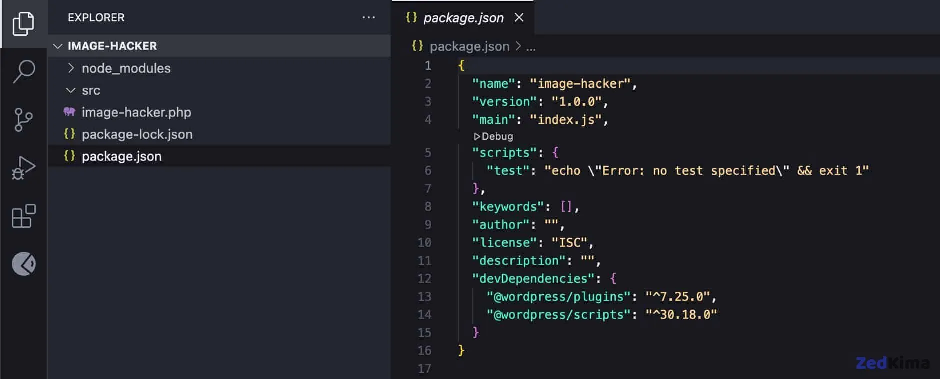 A screenshot of a Gutenberg plugin in Visual Studio Code