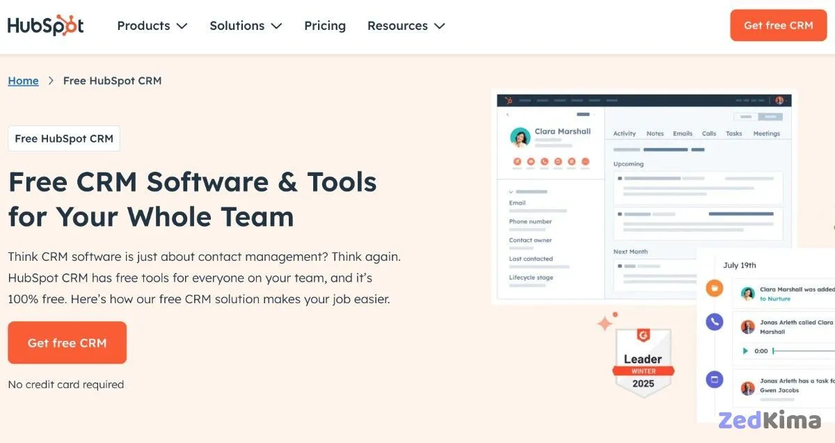 The HubSpot homepage.