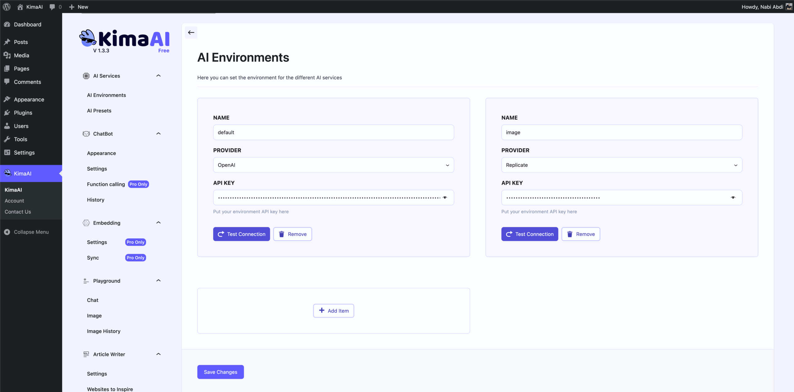 KimaAI plugin setting page