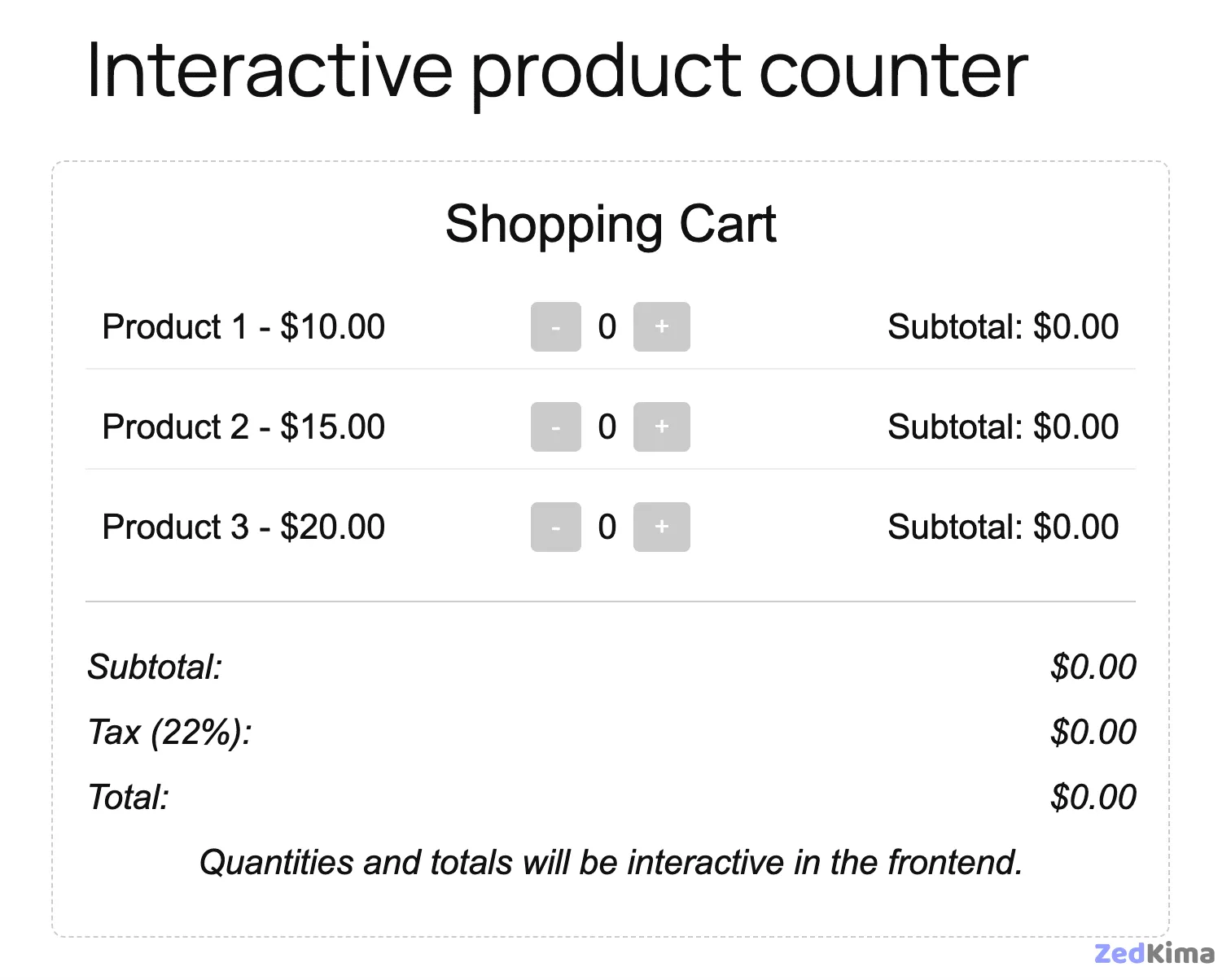The interactive block in the editor
