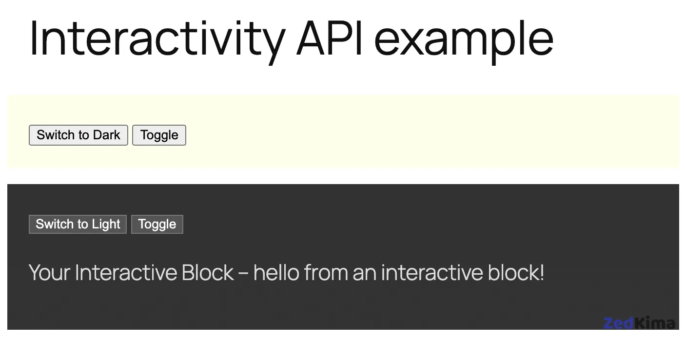 An example interactive block