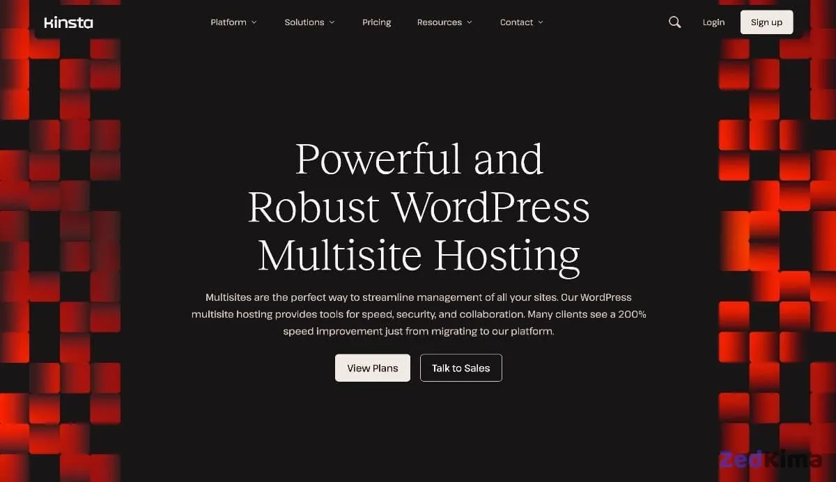The Kinsta multisite hosting for WordPress landing page.