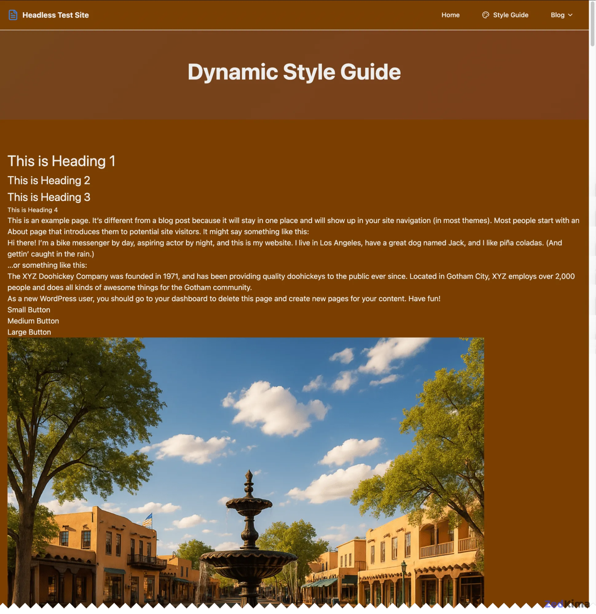 Dynamic style guide page in Lovable displaying typography, colors, and component previews.