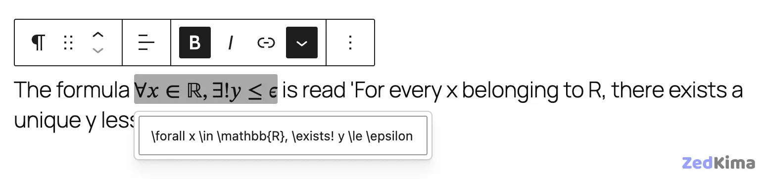 Adding inline math in WordPress 6.9