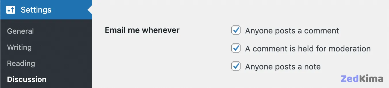 Email notification settings in WordPress 6.9