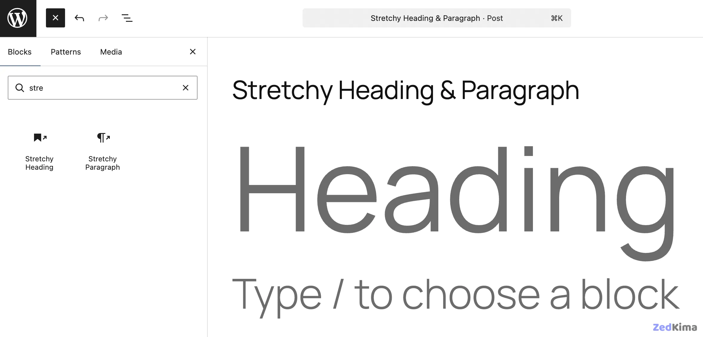 Stretchy Heading and Stretchy Paragraph block variations