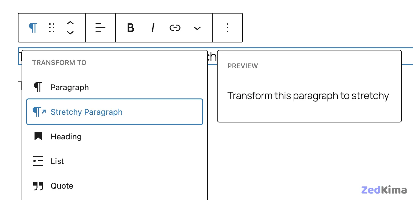 Transform to Stretchy Paragraph