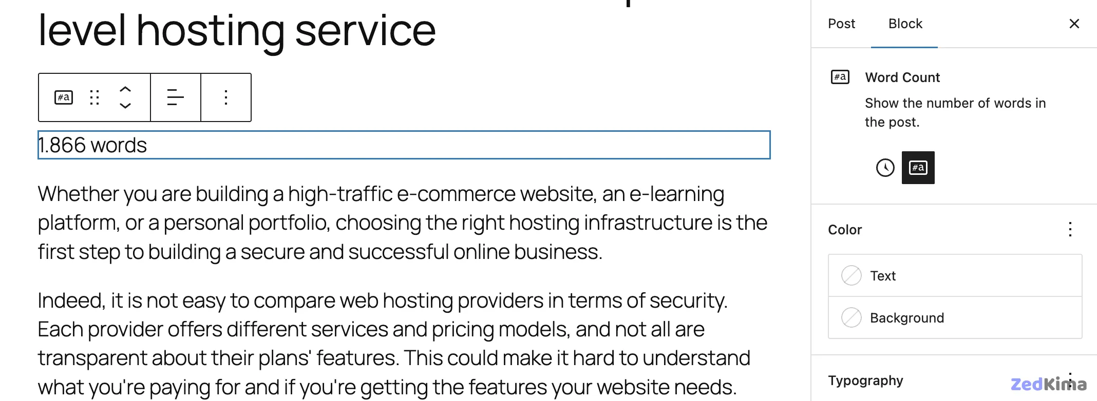 The Time to Read block in Word Count mode